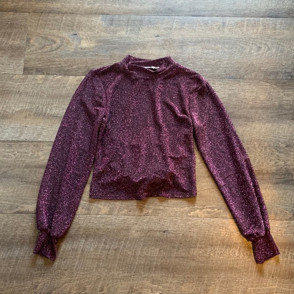 Lush‎ Pink Shimmery Purple Tie Back Top - Picture 1 of 6